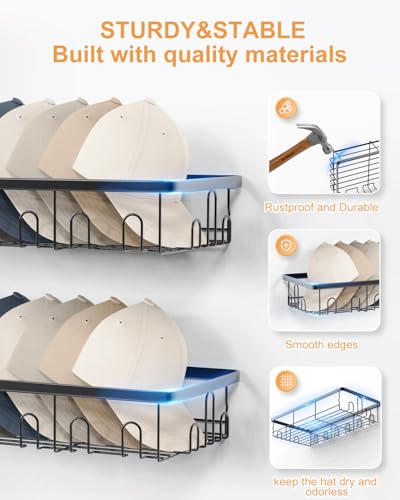 50% Off 4-Pack Hat Rack for Wall - Holds 112 Caps - Image 5