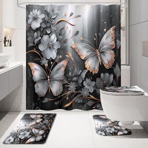 50% Off Litabel 4-Pc Butterfly Shower Curtain Set - Image 2