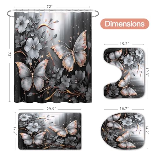 50% Off Litabel 4-Pc Butterfly Shower Curtain Set - Image 6