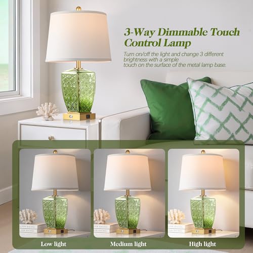 50% Off QiMH Glass Table Lamps Set of 2 with USB Ports - Image 2