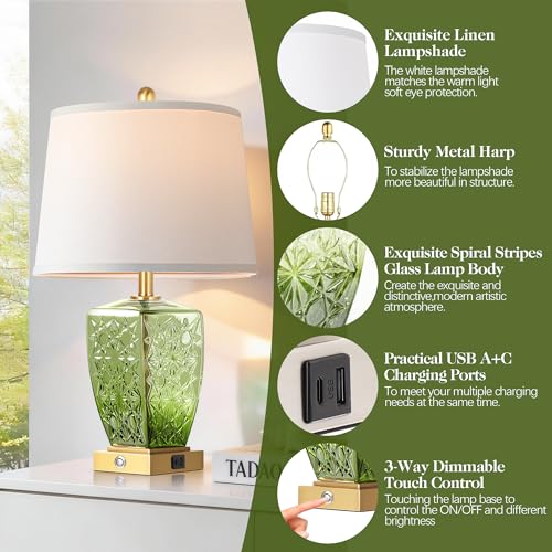 50% Off QiMH Glass Table Lamps Set of 2 with USB Ports - Image 3
