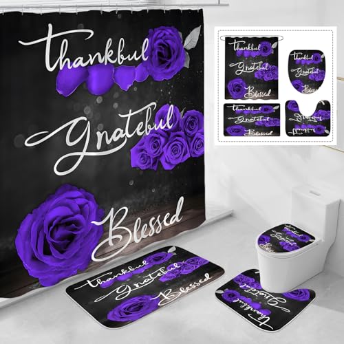 42% Off Litabel Purple Rose Shower Curtain Set - Image 1