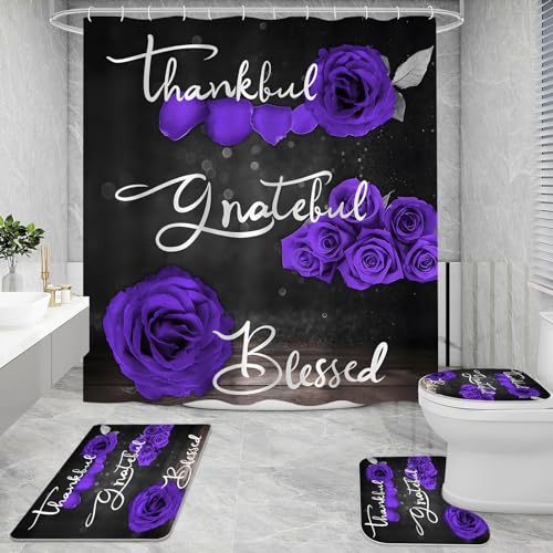 42% Off Litabel Purple Rose Shower Curtain Set - Image 2