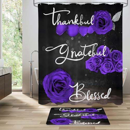42% Off Litabel Purple Rose Shower Curtain Set - Image 3