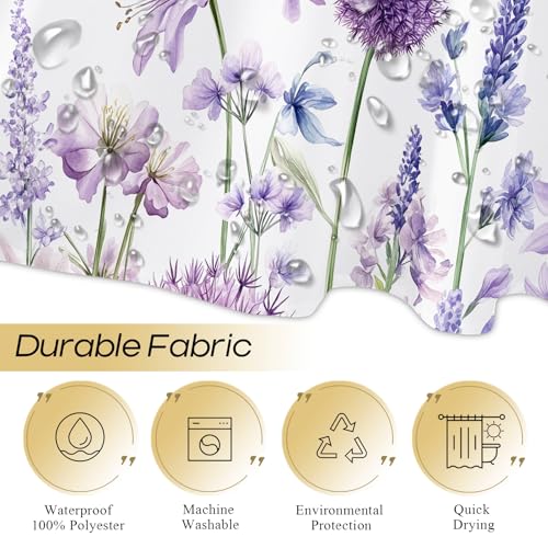 50% Off Purple Lavender Butterfly Shower Curtain Set, 72x72 - Image 4