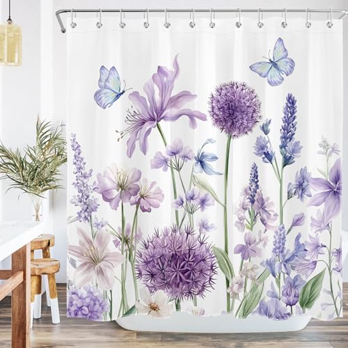 50% Off Purple Lavender Butterfly Shower Curtain Set, 72x72 - Image 6