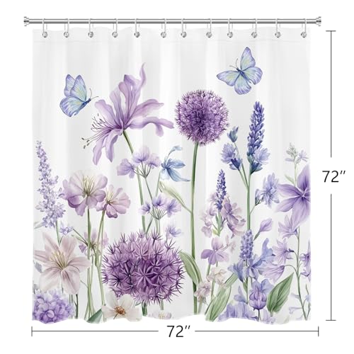 50% Off Purple Lavender Butterfly Shower Curtain Set, 72x72 - Image 7