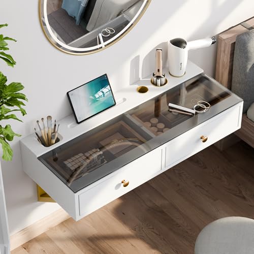 50% Off IEO 31.5" Floating Glass Vanity Desk - Image 1