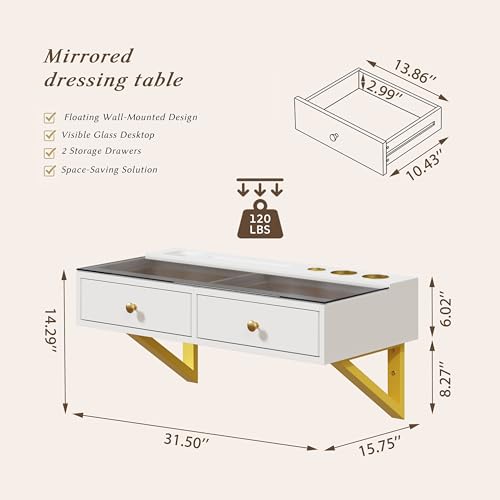 50% Off IEO 31.5" Floating Glass Vanity Desk - Image 2