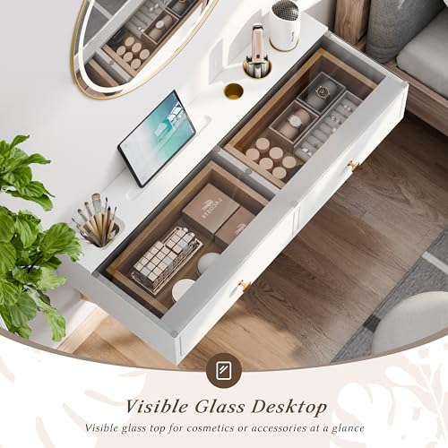 50% Off IEO 31.5" Floating Glass Vanity Desk - Image 4