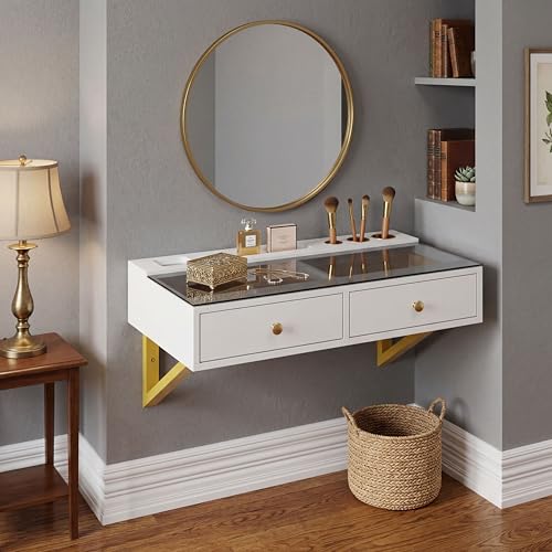 50% Off IEO 31.5" Floating Glass Vanity Desk - Image 6