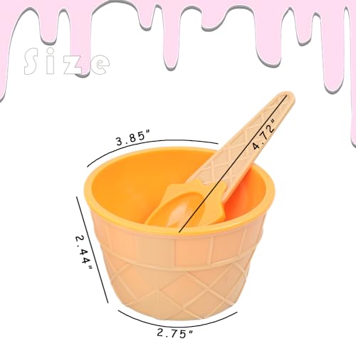 6 PCS Reusable Plastic Ice Cream Bowls with Spoons - Image 2