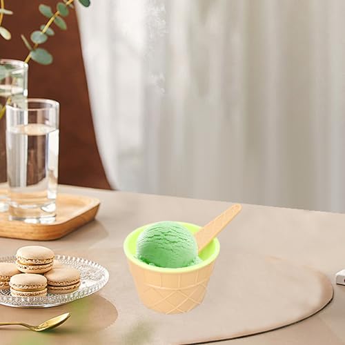 6 PCS Reusable Plastic Ice Cream Bowls with Spoons - Image 3