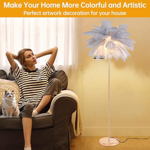 50% Off Fivemengo Feather Floor Lamp - Cozy Home Light - Image 4