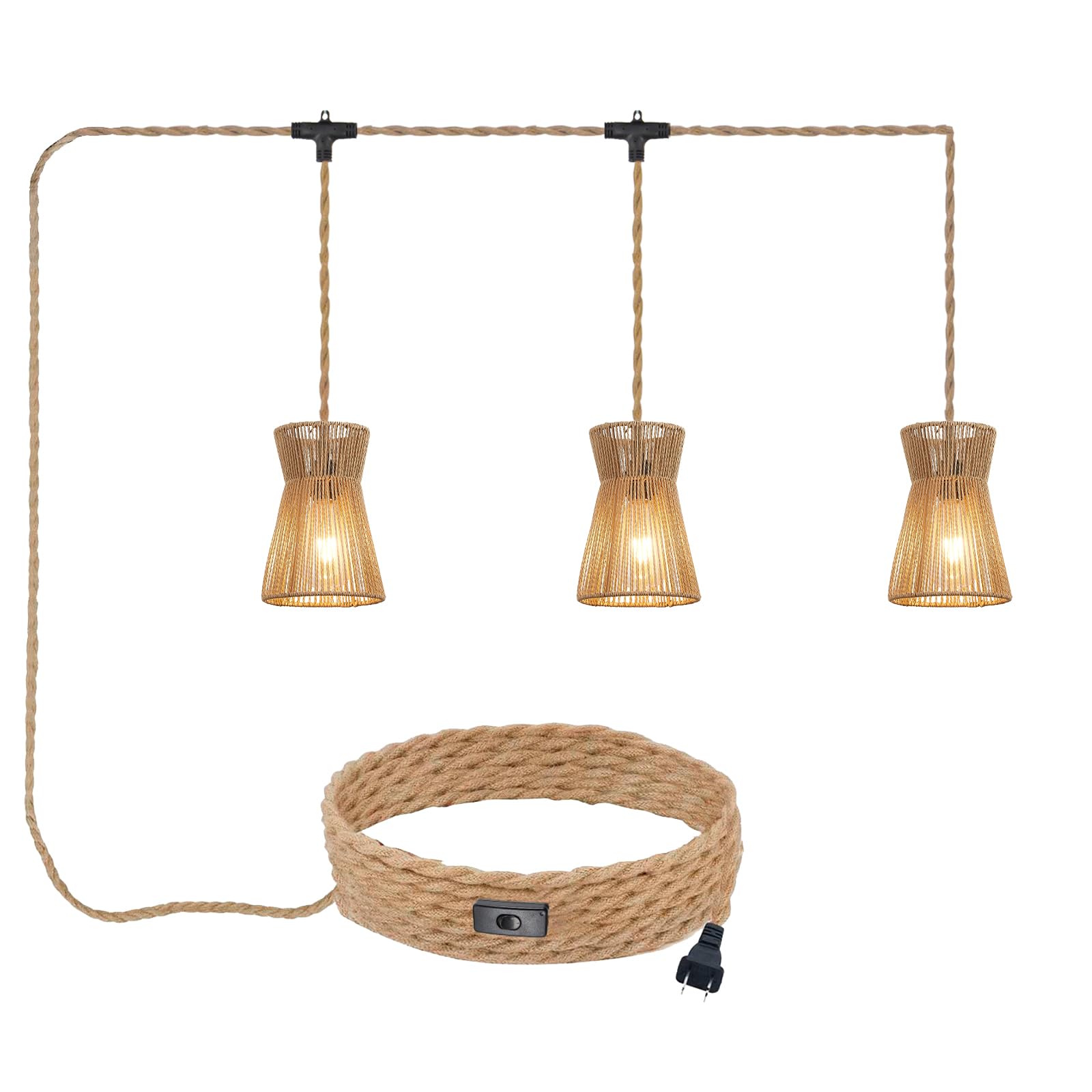50% Off Handwoven Rattan Plug-In Pendant Light