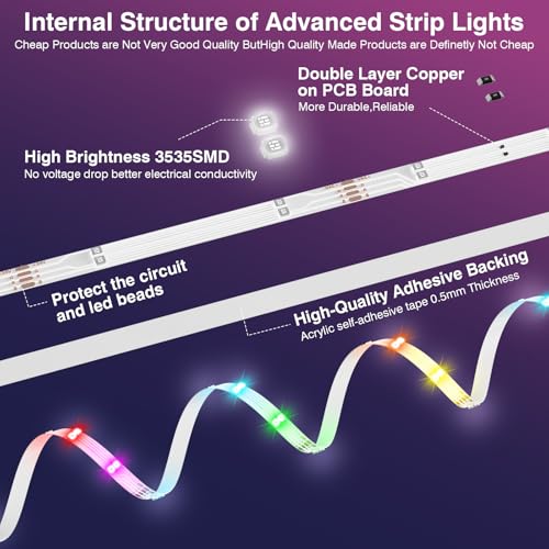 59% Off 100FT RGB LED Strip Lights with Music Sync - Image 3