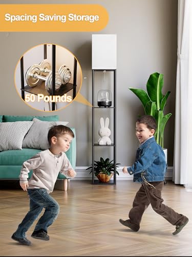40% Off PARTPHONER Floor Lamp with Shelves + Free Bulb - Image 5