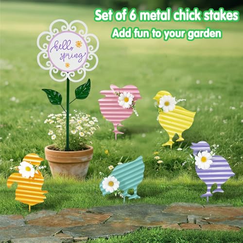 67% Off! 6-Pack Metal Chicken Yard Art Garden Stakes - Image 3