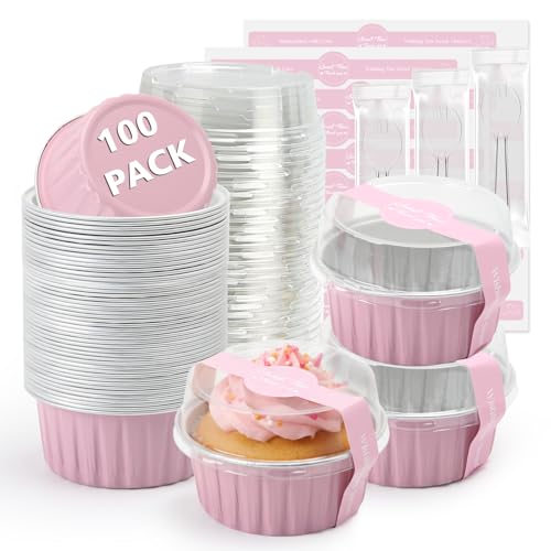 49% Off Ruckae 100-Pack 5oz Mini Loaf Pans with Lids - Image 2