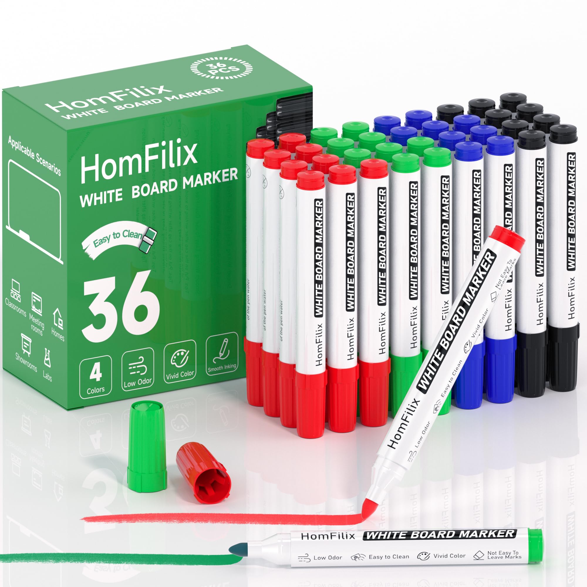 36-Pack Dry Erase Markers with 5% Off - Fine Bullet Tip