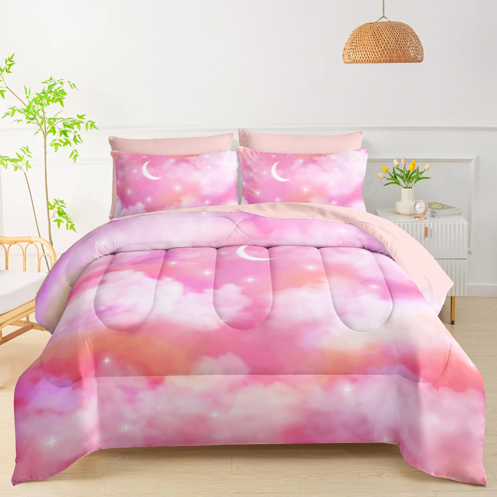 50% Off QOOMO Pink Cloud Comforter Set for Kids