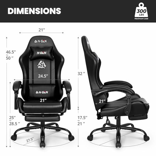 36% Off N-GEN GAMING Ergonomic Gaming Chair with Footrest - Image 4