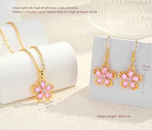 50% Off VONSSY Pink Cherry Blossom Jewelry Set - Image 3