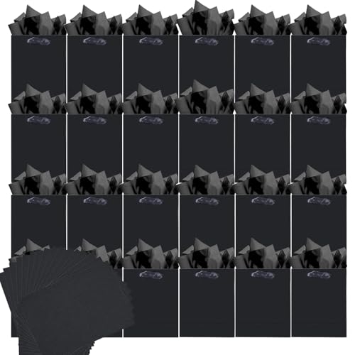 50% Off 48-Pack Deep Black Gift Bags with Tissue Paper - Image 2