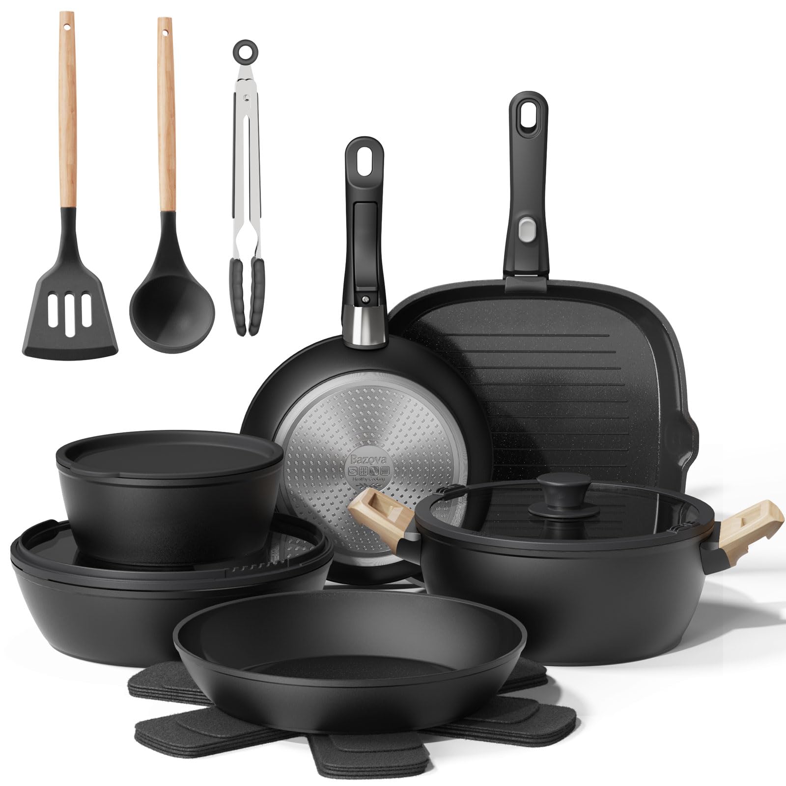 29% Off Bazova 19-Pc Non-Stick Ceramic Cookware Set
