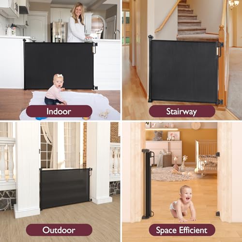 Retractable Baby Gate, Momcozy Extra Wide Mesh Baby Gates for Stairs, 33" Tall, Extends to 71" Wide, Pet Dog Gate for Doorways, Stairs, Hallways, Indoor/Outdoor - Image 6