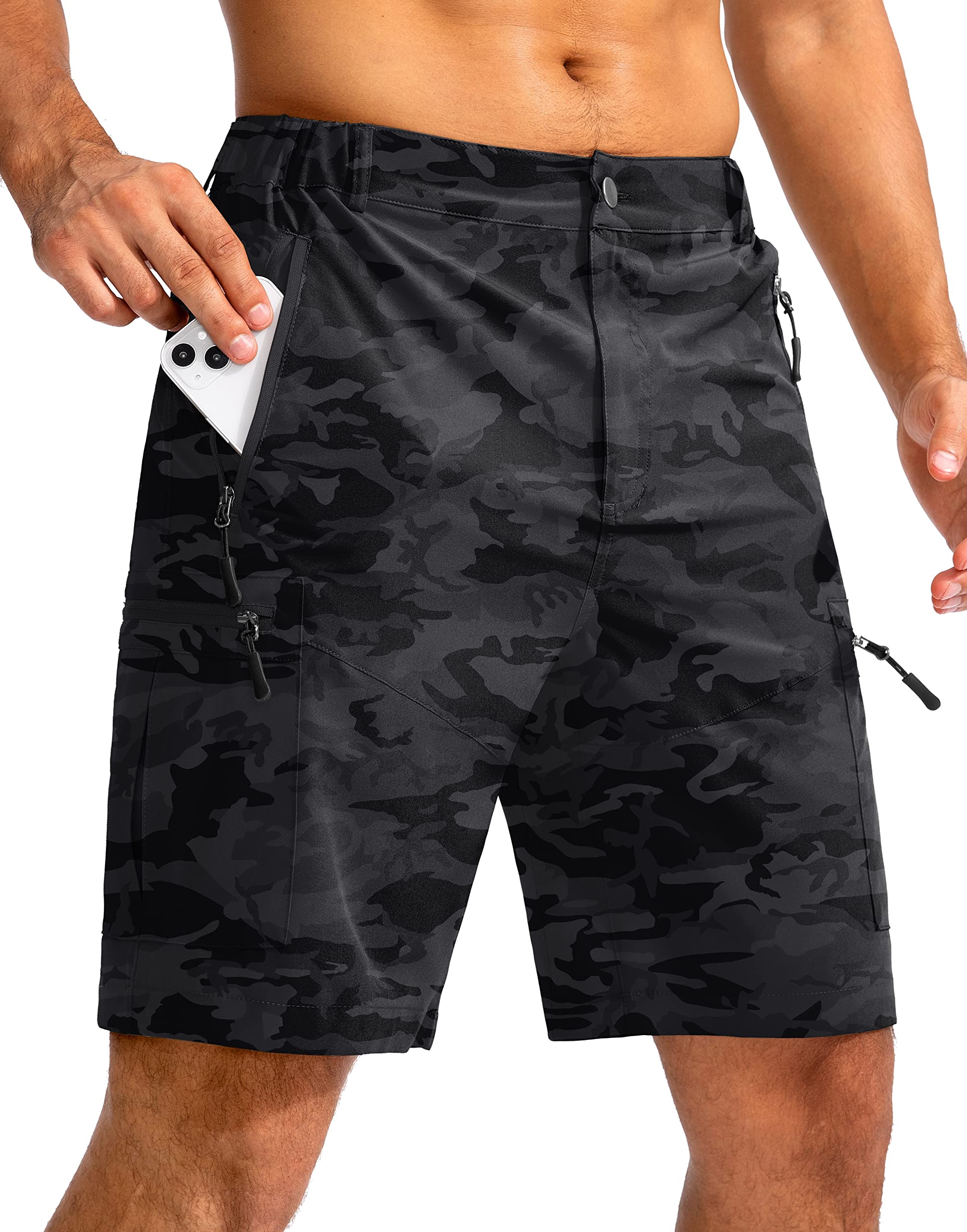 50% Off Pudolla Men's Hiking Cargo Shorts with 5 Pockets