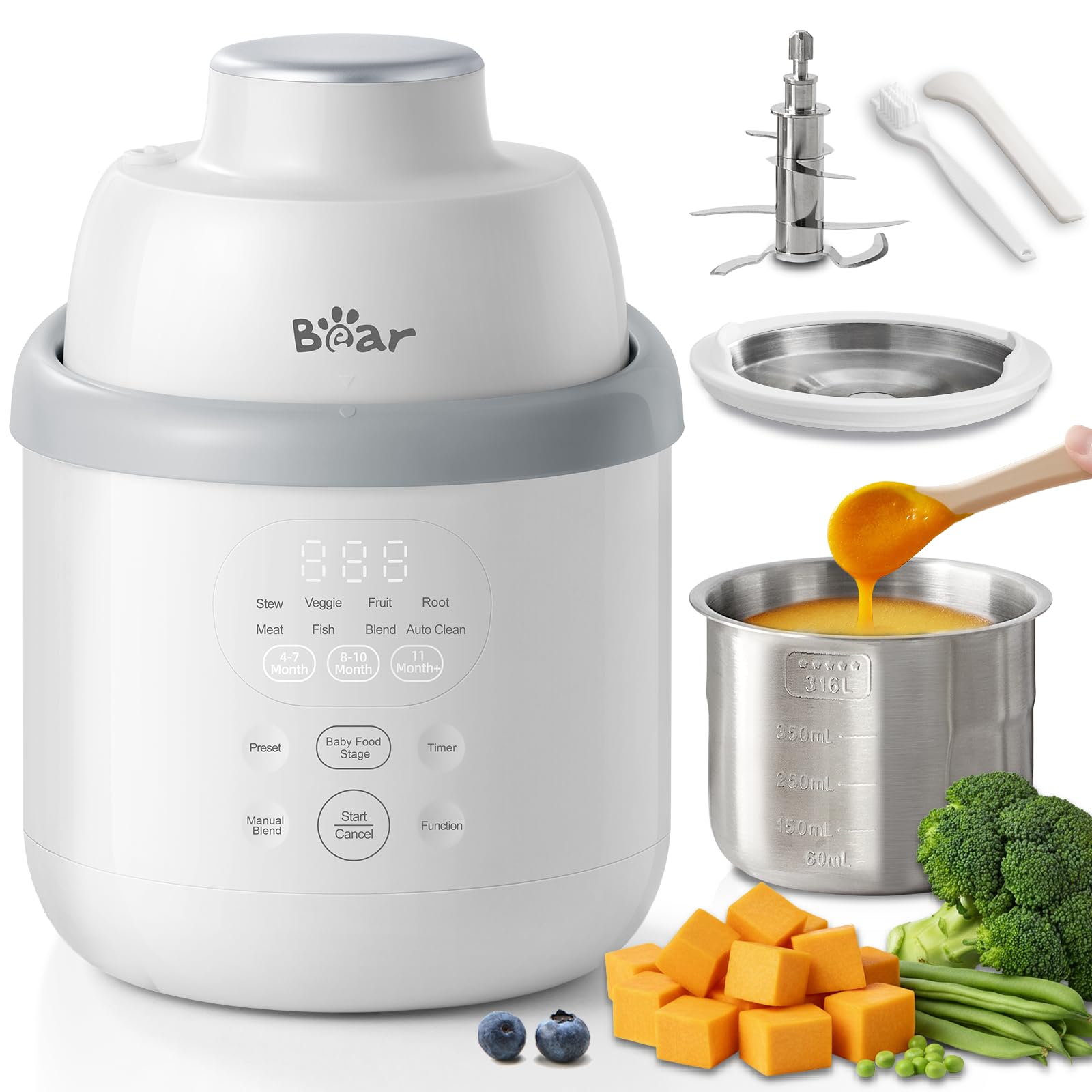 50% Off Bear Stainless Steel Baby Food Maker Steamer Blender