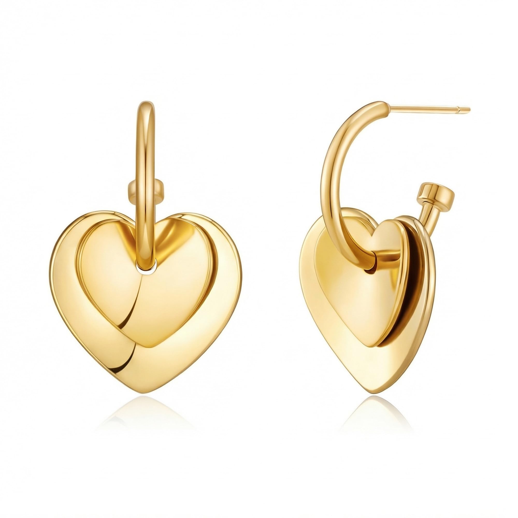 50% Off FAMARINE Gold Heart Hoop Earrings for Women