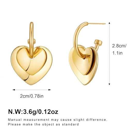 50% Off FAMARINE Gold Heart Hoop Earrings for Women - Image 5