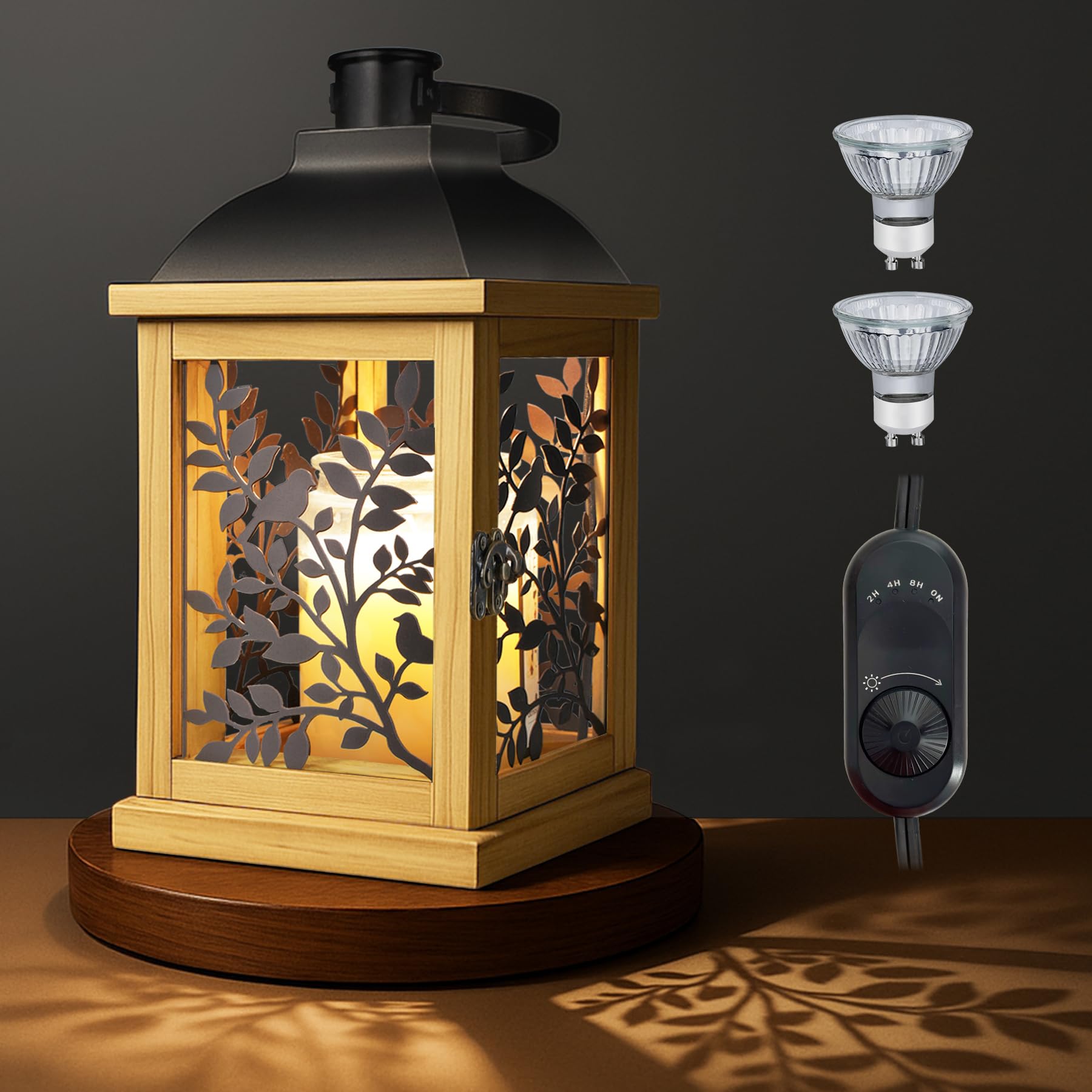 61% Off Handmade Wood Candle Warmer Lamp with Timer - Image 1