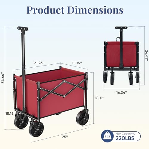 10% Off OLIXIS Collapsible Wagon Cart 220lbs Capacity - Image 3