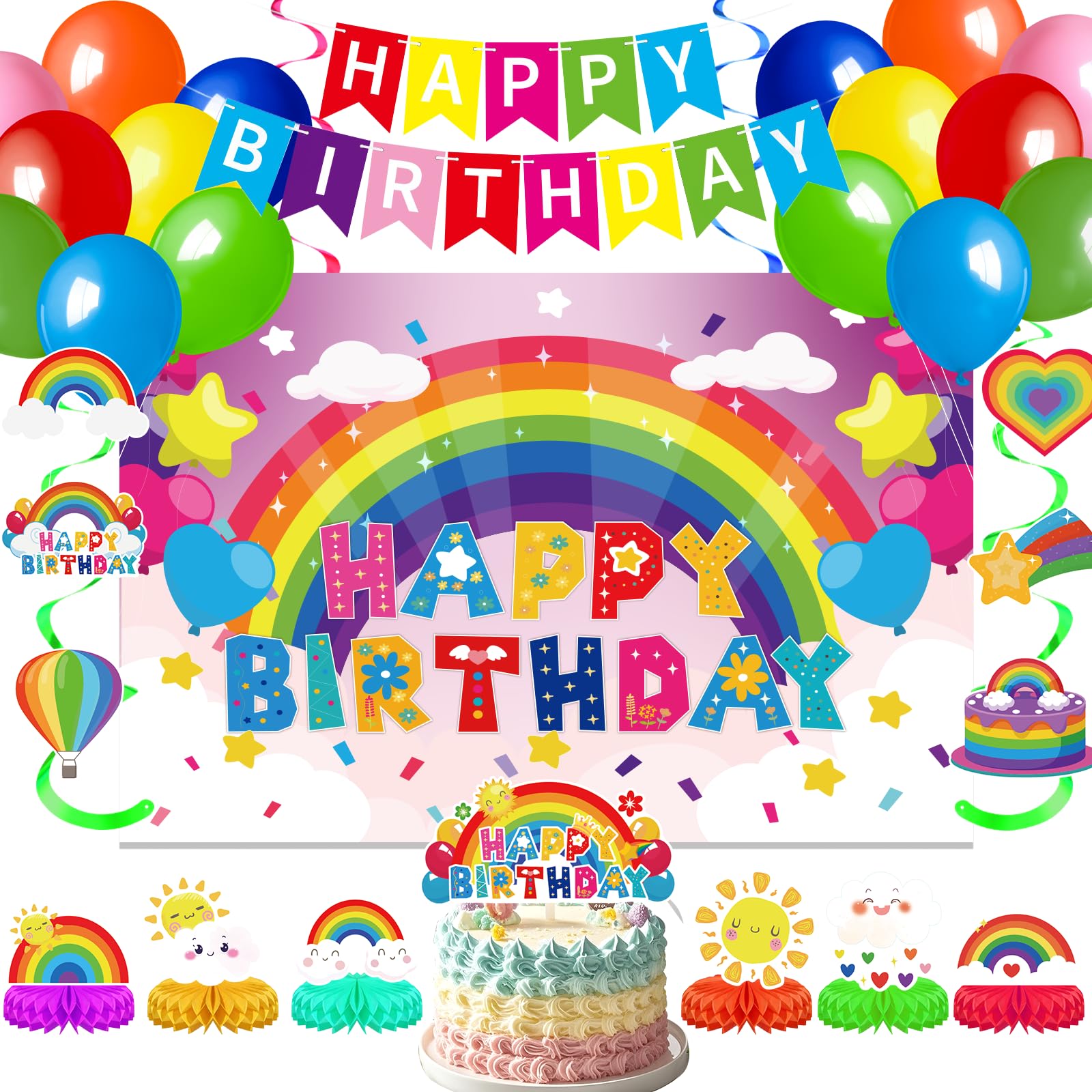 62% Off Rainbow Birthday Party Decoration Set for Kids
