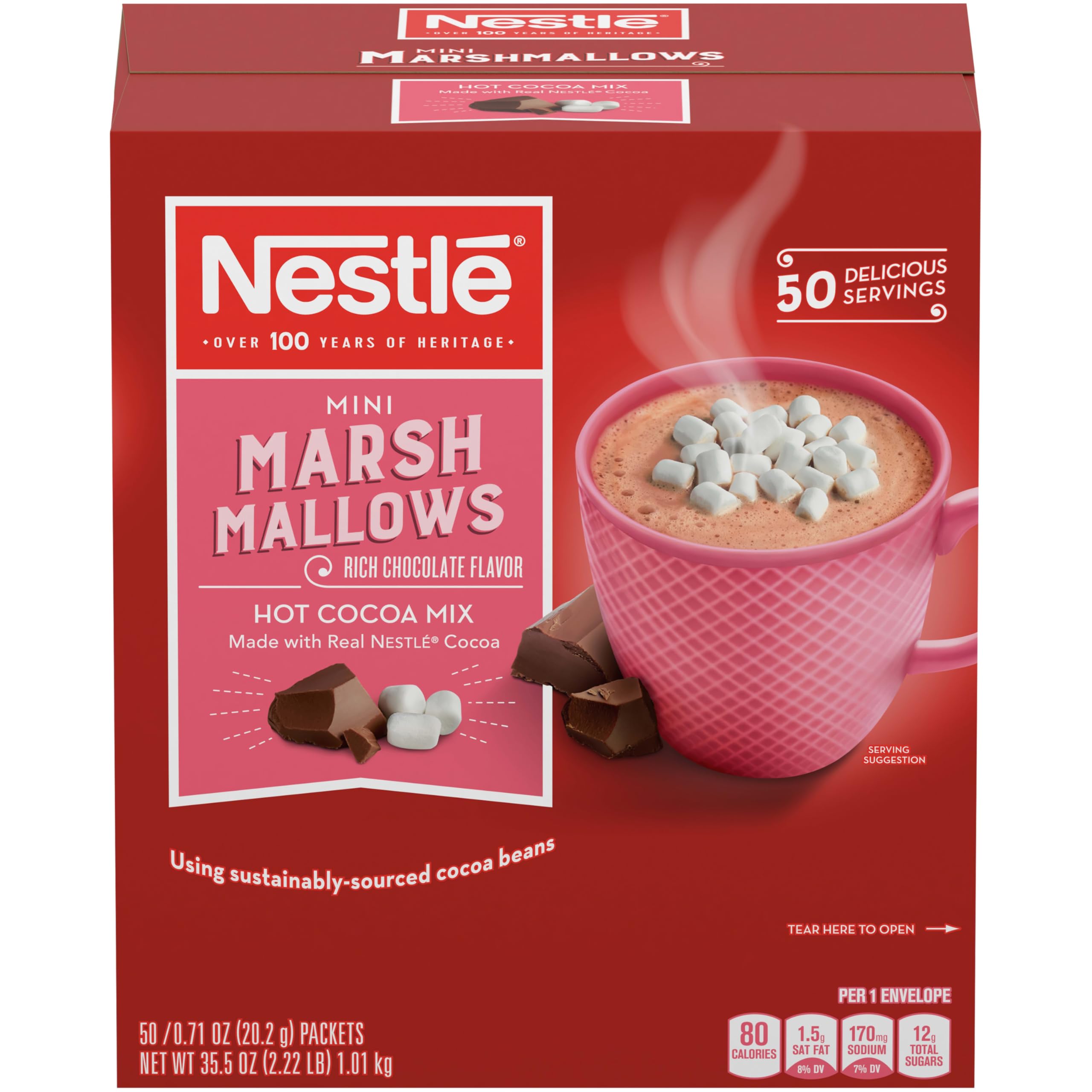 27% Off Nestle Hot Cocoa Mix with Mini Marshmallows, 50 Pack