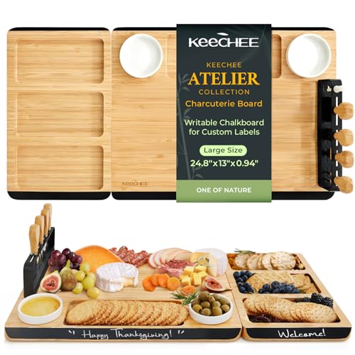 50% Off Keechee Bamboo Charcuterie Board Set with Chalkboard Edge - Image 2