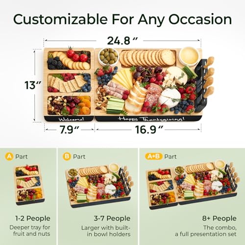 50% Off Keechee Bamboo Charcuterie Board Set with Chalkboard Edge - Image 6