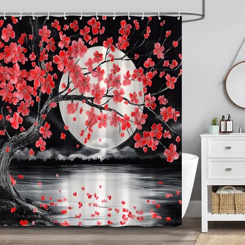 30% Off Red Floral Shower Curtain Set - Image 2