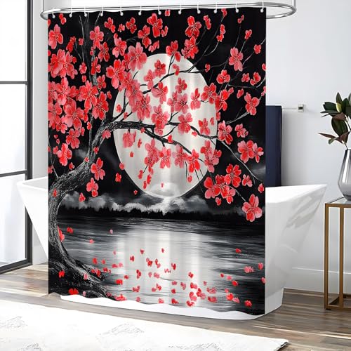 30% Off Red Floral Shower Curtain Set - Image 3