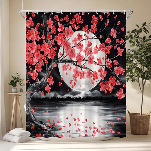 30% Off Red Floral Shower Curtain Set - Image 4