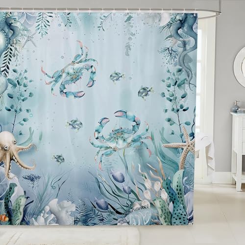 50% Off Coastal Blue Crab Shower Curtain - $11.87 - Image 2