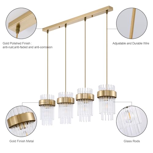 50% Off Dijiahua 4-Light Gold Pendant Light for Kitchen Island - Image 5