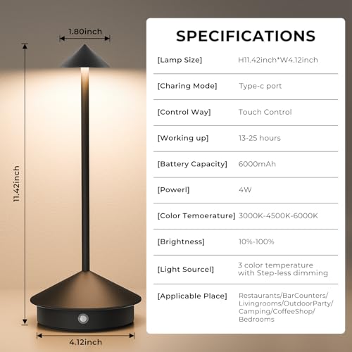 2-Pack Cordless LED Table Lamps - 6000mAh Rechargeable - Image 3