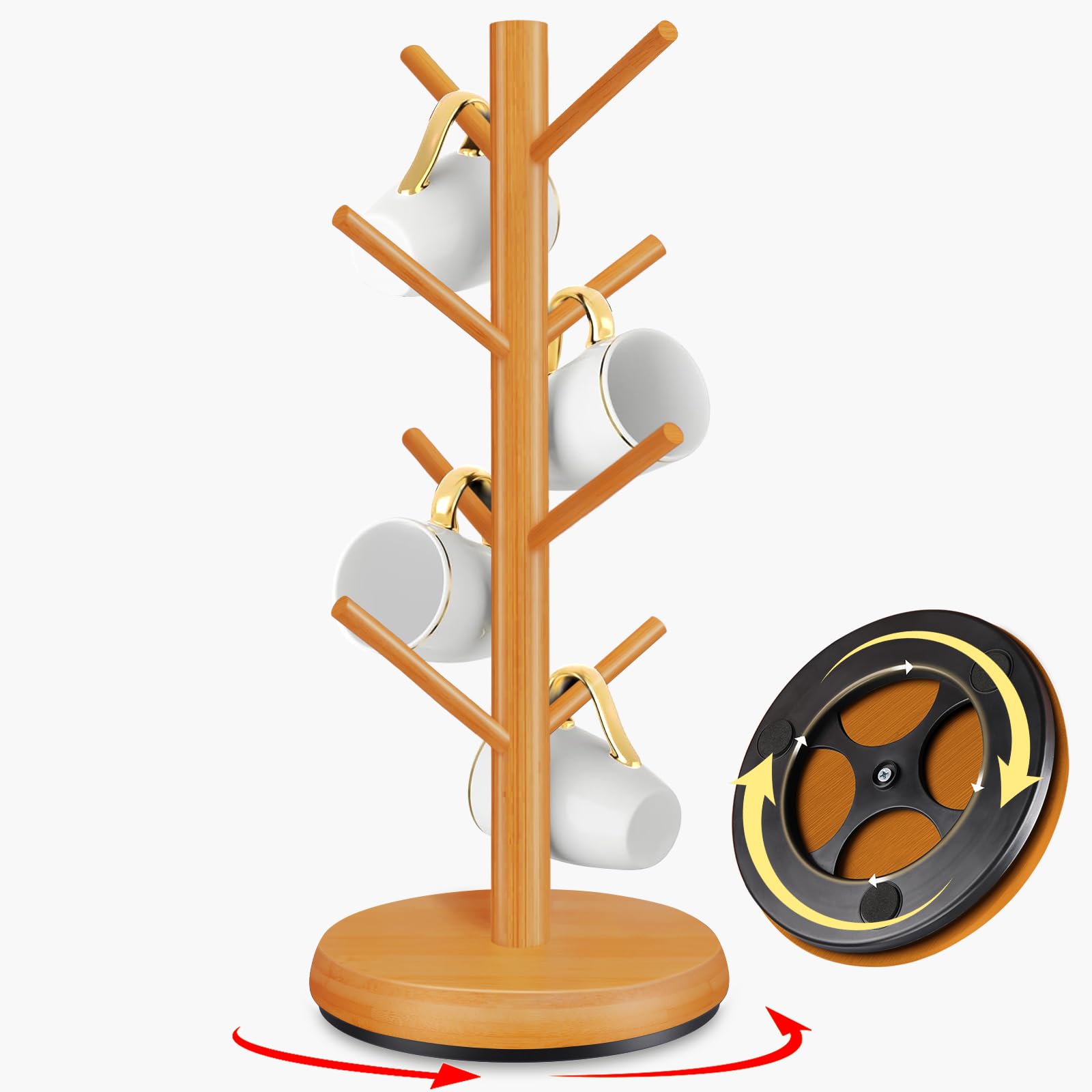 Coffee Cup Tree Stand with 8 Hooks, 360° Rotation, Now $13.29