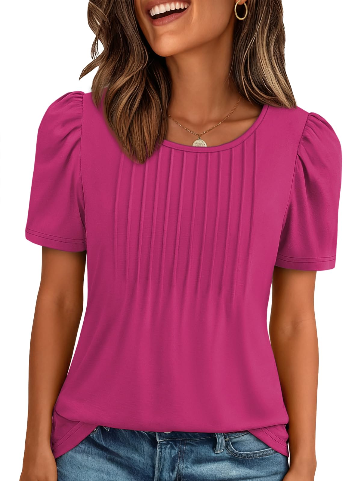 Up to 60% Off ATHMILE Women's Pleated Blouses - Image 1