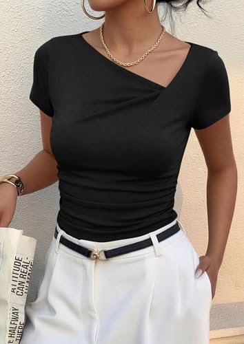 Up to 32% Off PRETTYGARDEN Women's Y2K Trendy Asymmetrical Tee - Image 3