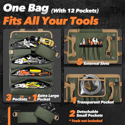 Save on Hinshark Roll Up Tool Bag – 12-Pocket Organizer - Image 4